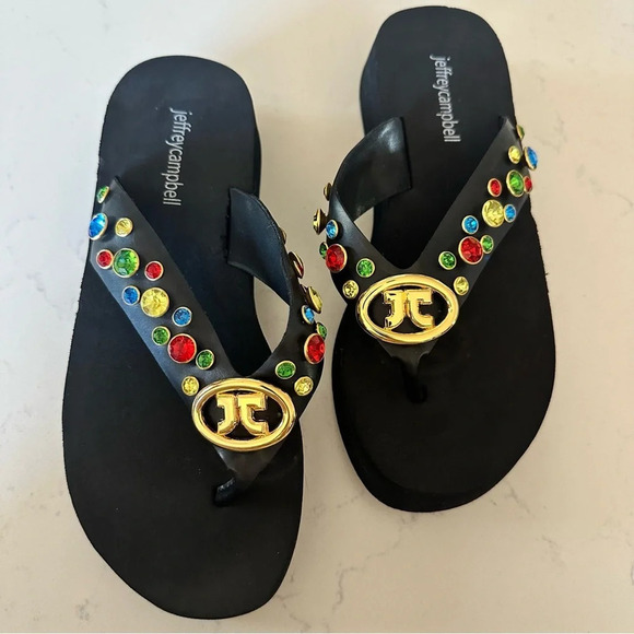 Jeffrey Campbell Iconics Sandals black with multicolored embellishments Size: 7 - Picture 2 of 5
